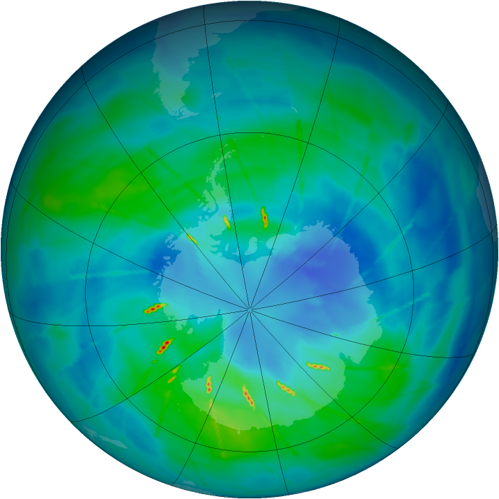 Antarctic ozone map for 26 March 2010